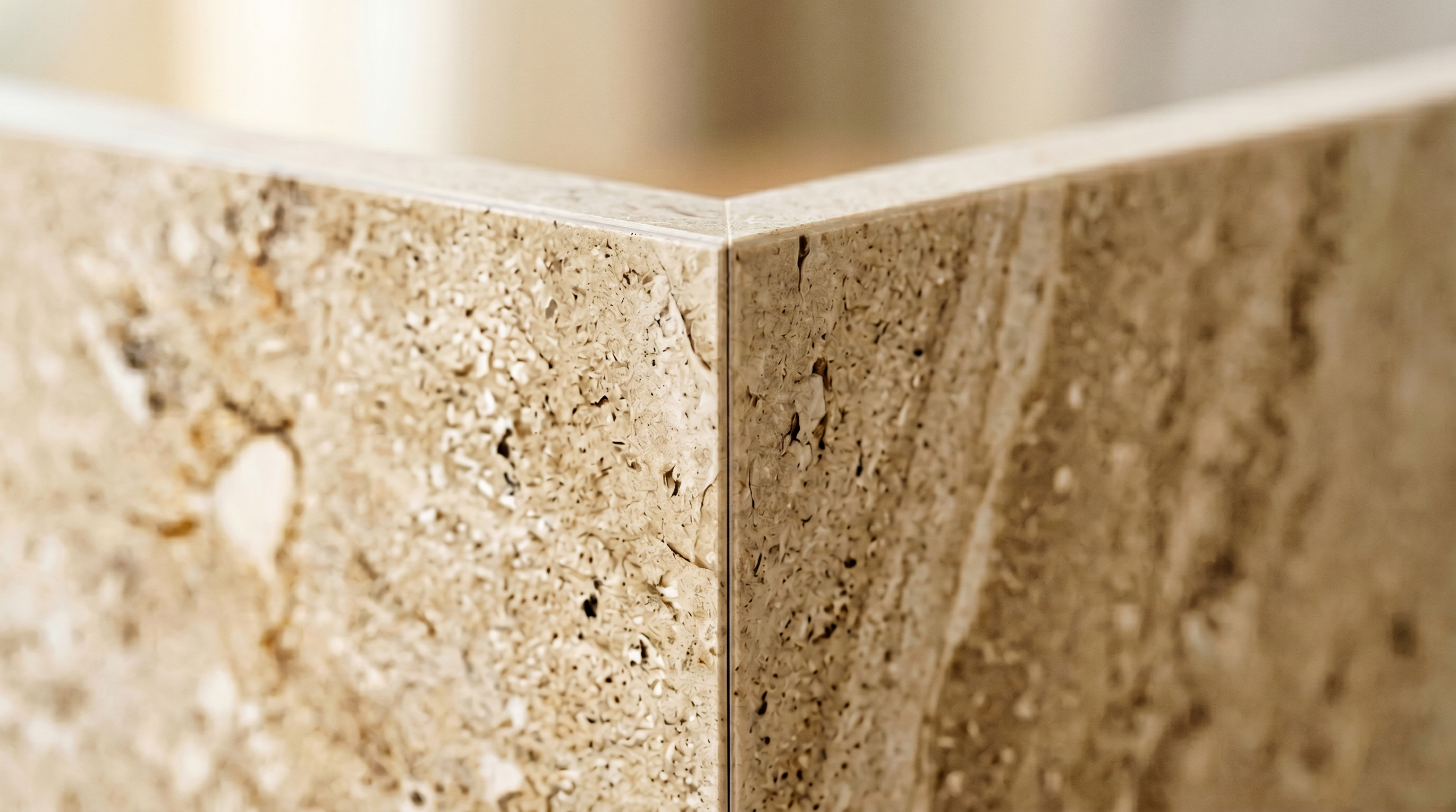 Close-up of precision mitered edge tile corner detail